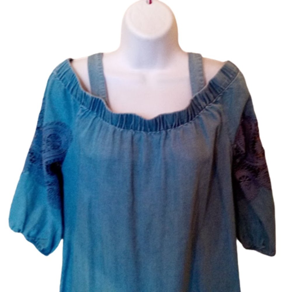 Vintage Blue Denim Dress Size 8 - Picture 2 of 6